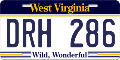 WV license plate DRH286