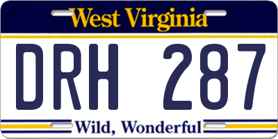 WV license plate DRH287