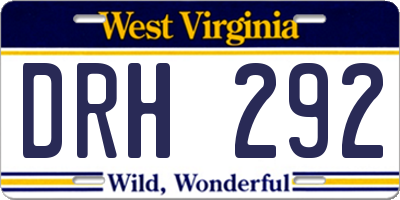 WV license plate DRH292