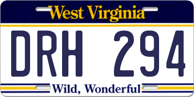 WV license plate DRH294
