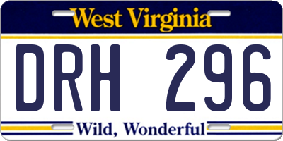 WV license plate DRH296