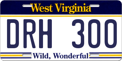 WV license plate DRH300