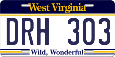 WV license plate DRH303
