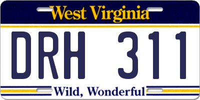 WV license plate DRH311