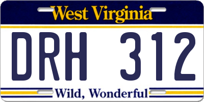 WV license plate DRH312