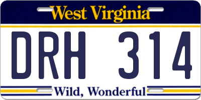 WV license plate DRH314