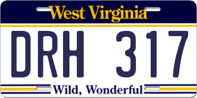 WV license plate DRH317