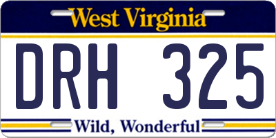 WV license plate DRH325