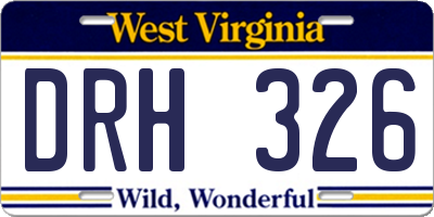 WV license plate DRH326