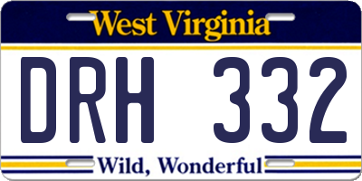 WV license plate DRH332