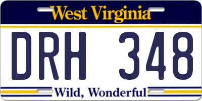 WV license plate DRH348