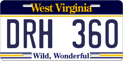 WV license plate DRH360