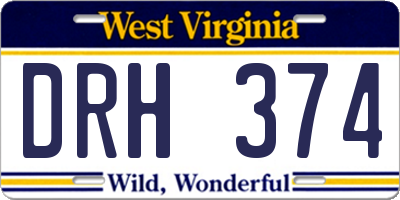 WV license plate DRH374