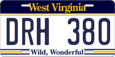 WV license plate DRH380