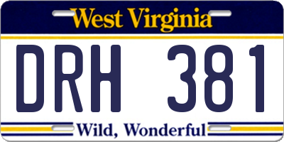 WV license plate DRH381