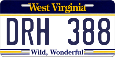 WV license plate DRH388