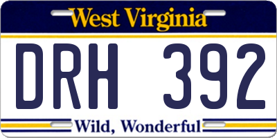 WV license plate DRH392