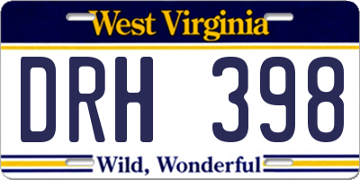 WV license plate DRH398