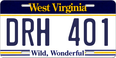 WV license plate DRH401