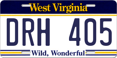WV license plate DRH405