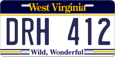 WV license plate DRH412