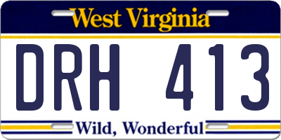 WV license plate DRH413
