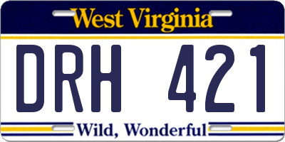 WV license plate DRH421