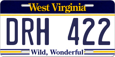 WV license plate DRH422