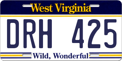 WV license plate DRH425