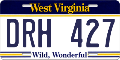 WV license plate DRH427
