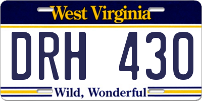 WV license plate DRH430