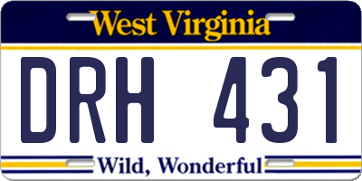 WV license plate DRH431