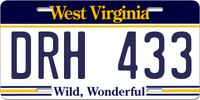 WV license plate DRH433