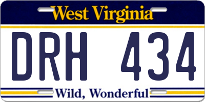 WV license plate DRH434