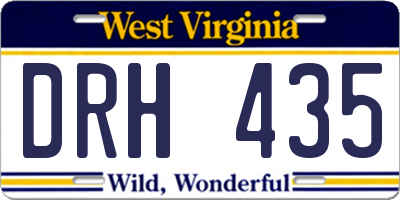 WV license plate DRH435