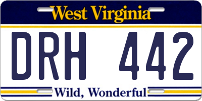 WV license plate DRH442