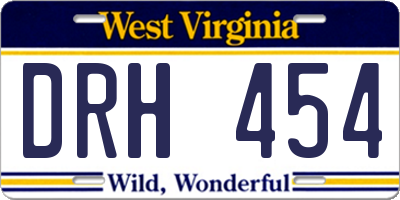 WV license plate DRH454