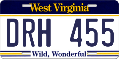 WV license plate DRH455