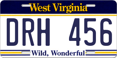 WV license plate DRH456