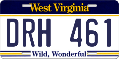 WV license plate DRH461