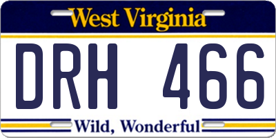 WV license plate DRH466