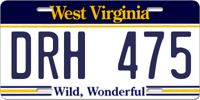 WV license plate DRH475