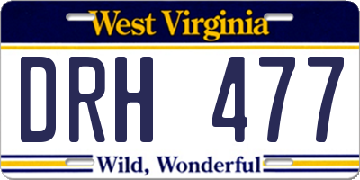 WV license plate DRH477
