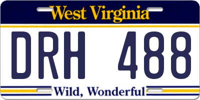 WV license plate DRH488