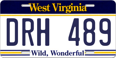 WV license plate DRH489