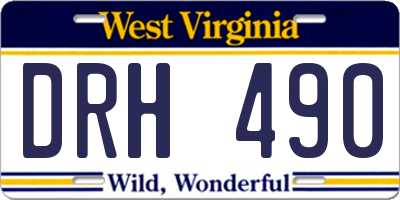 WV license plate DRH490