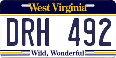 WV license plate DRH492