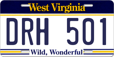 WV license plate DRH501