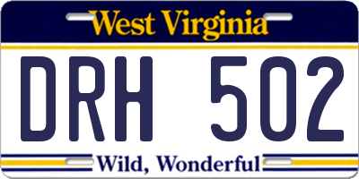 WV license plate DRH502