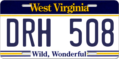 WV license plate DRH508